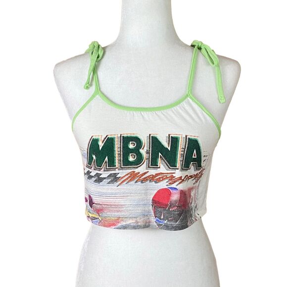 GOAT Vintage Rework Upcycled MBNA Racing Cropped Tank Top Size S (READ) NWT - Picture 1 of 6